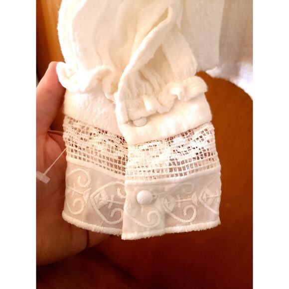 NWT - Free People Blouse - White Spanish Lace Boho - Sz: S - Picture 5 of 5